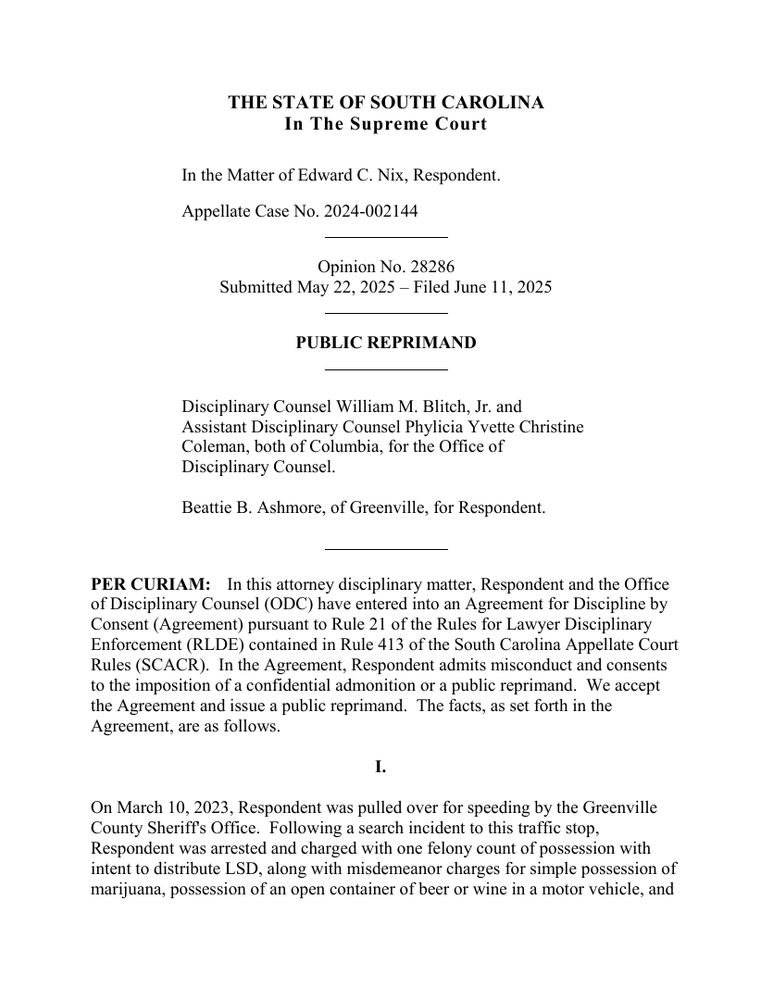 Page 1 of the opinion In the Matter of Edward C. Nix