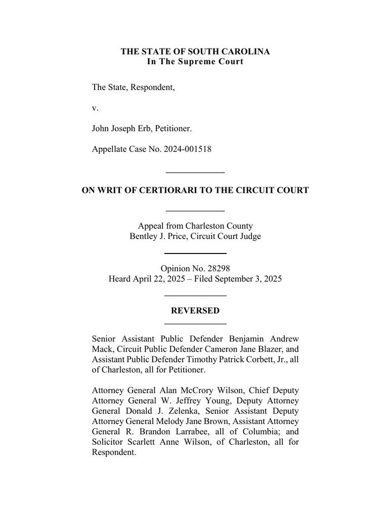 Page 1 of the opinion The State v. John Joseph Erb