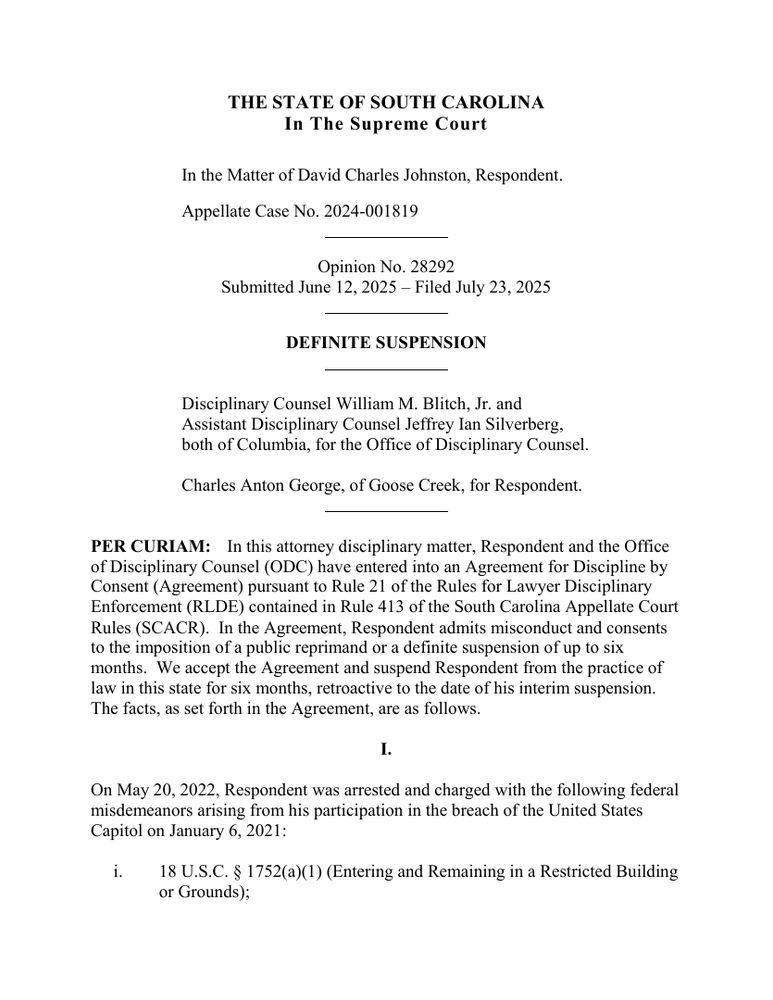 Page 1 of the opinion In the Matter of David Charles Johnston