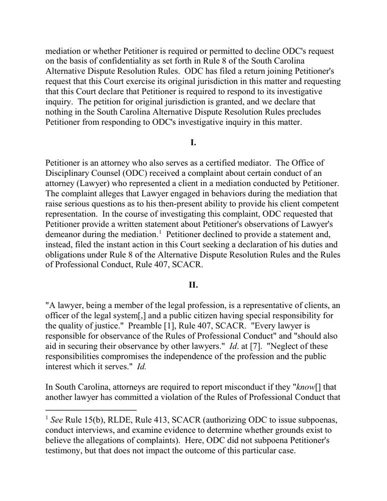 Page 2 of the opinion Anonymous Mediator/Attorney v. SC Office of Disciplinary Counsel,
