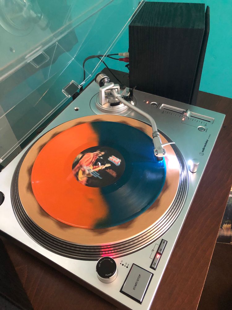 Prince’s Super Bowl LVI on vinyl, playing on an Audio Technica LP120 turntable 