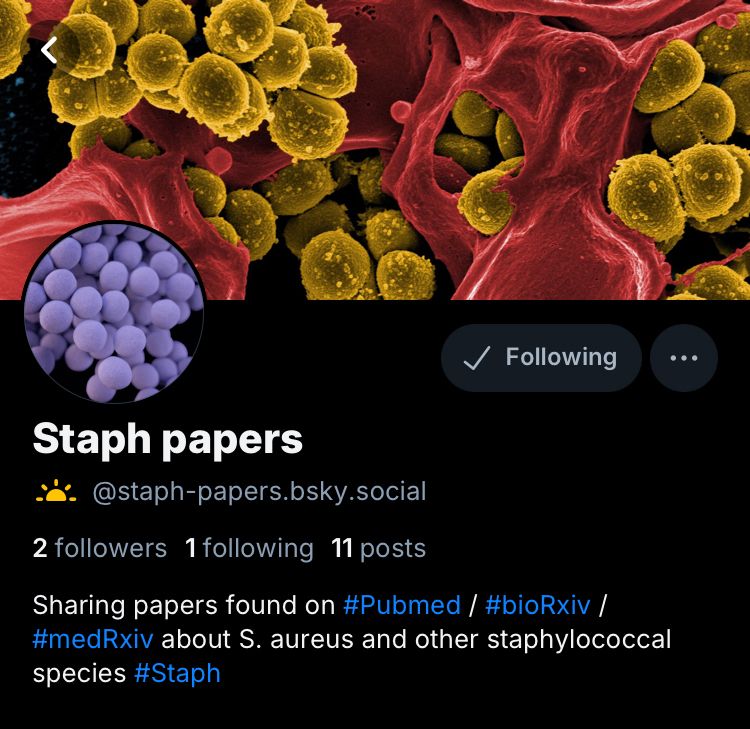 Image of staph papers Bluesky profile