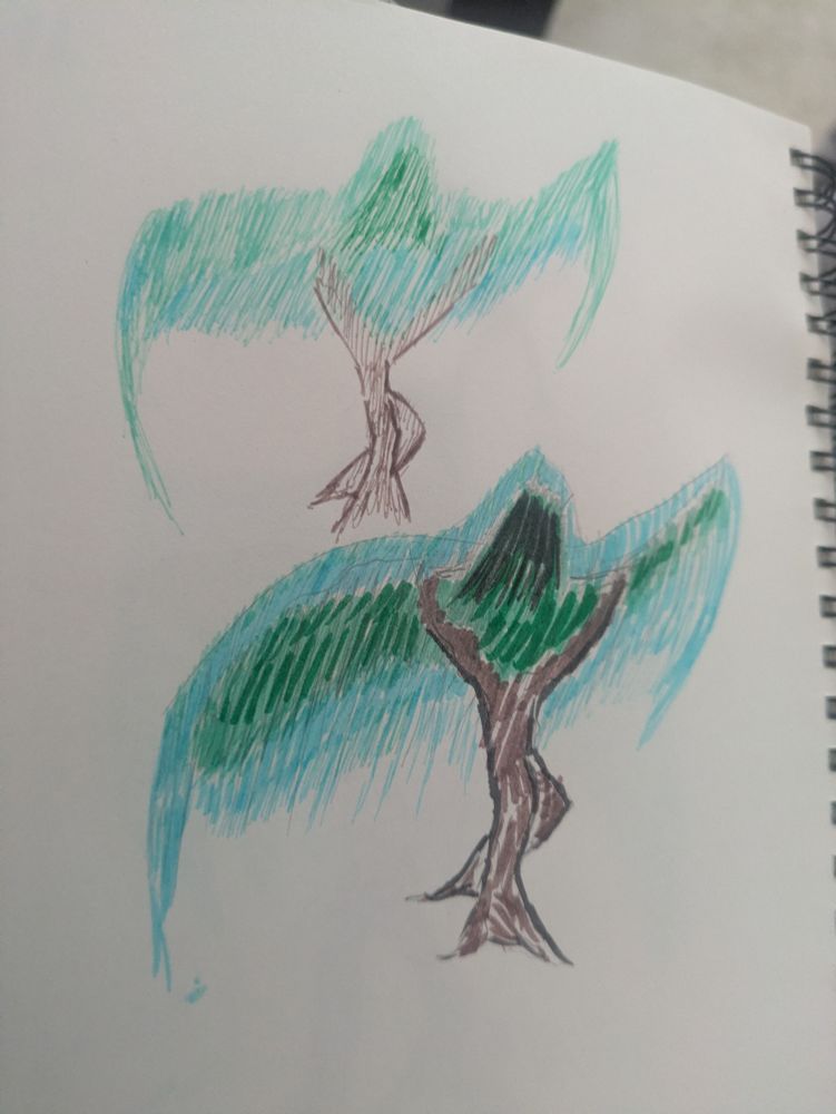 Dancing tree watercolor marker sketches 