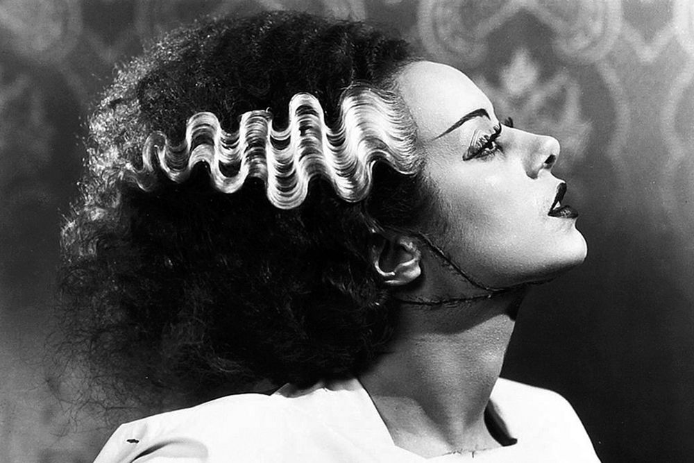 The Bride of Frankenstein shot from profile. 