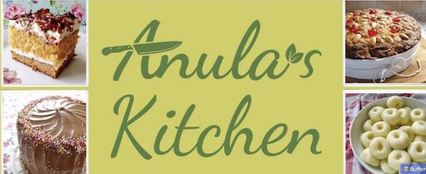 Anula's Kitchen Esty store banner, her logo and images of yummy vegan baked goods.