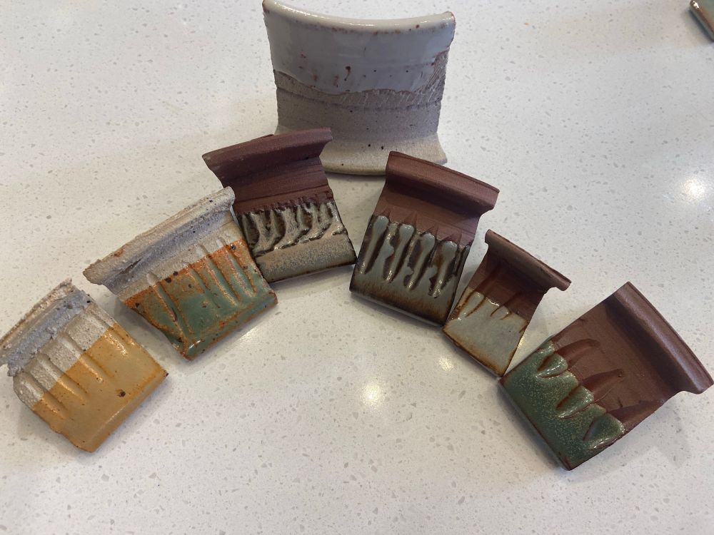 7 test tiles of various colours. 