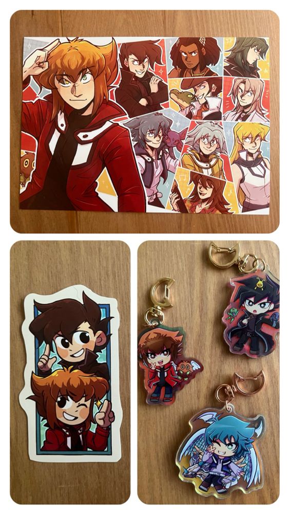 Yu-gi-oh! GX Merch!! by jayce.art (print/sticker) and ghostbyun (acrylic charms)