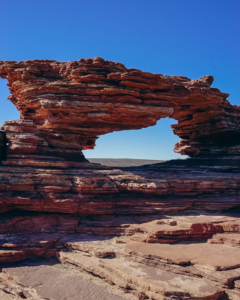An image of the rock formation known as Nature's Window in Western Australia. It's a natural arch.