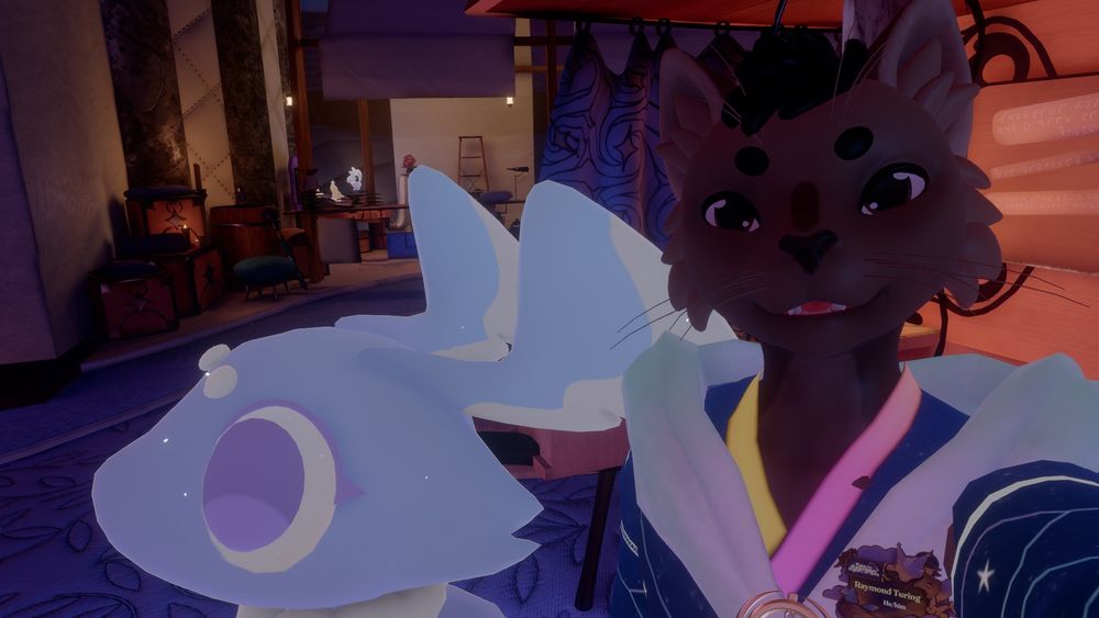 A selfie of Raymond Turing with an adorable Somna creature at Furality.