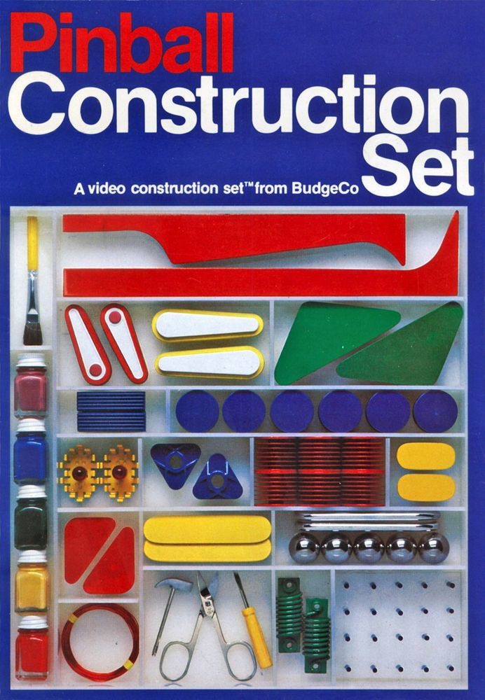 Original box art for Pinball Construction Set. It looks like some kind of IKEA set.