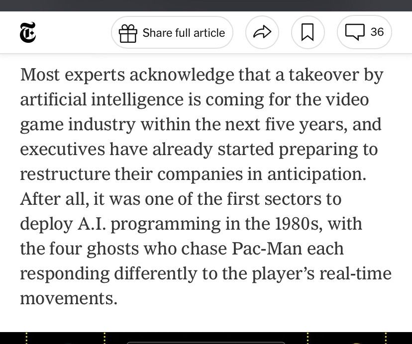The New York Times hallucinates about AI in games.