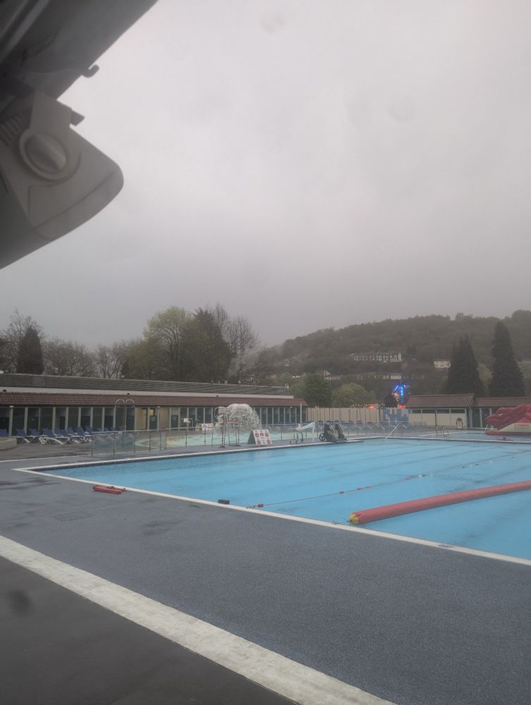 Outdoor pool in the rain!
