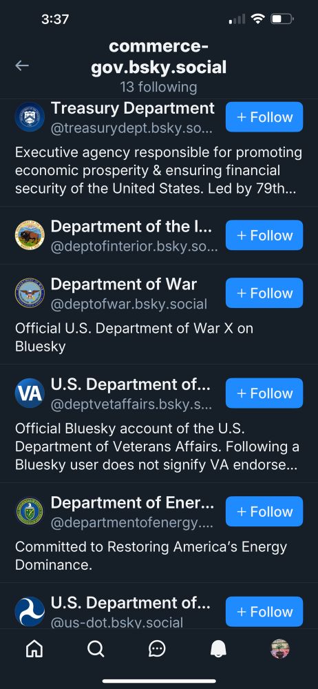 Treasury Department, Department of the Interior, Department of Defense, Dept of Veteran Affairs, Department of Energy, US DOT