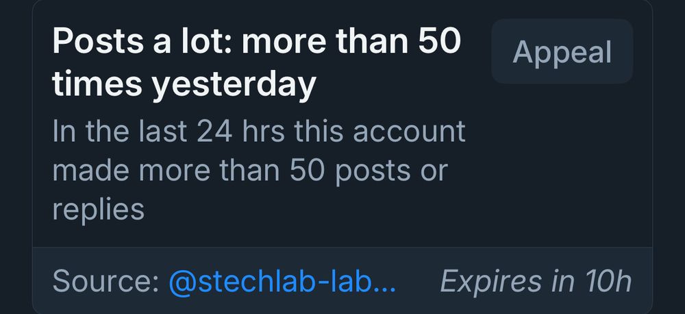 Posts a lot: more than 50 times yesterday
In the last 24 hrs this account made more than 50 posts or replies