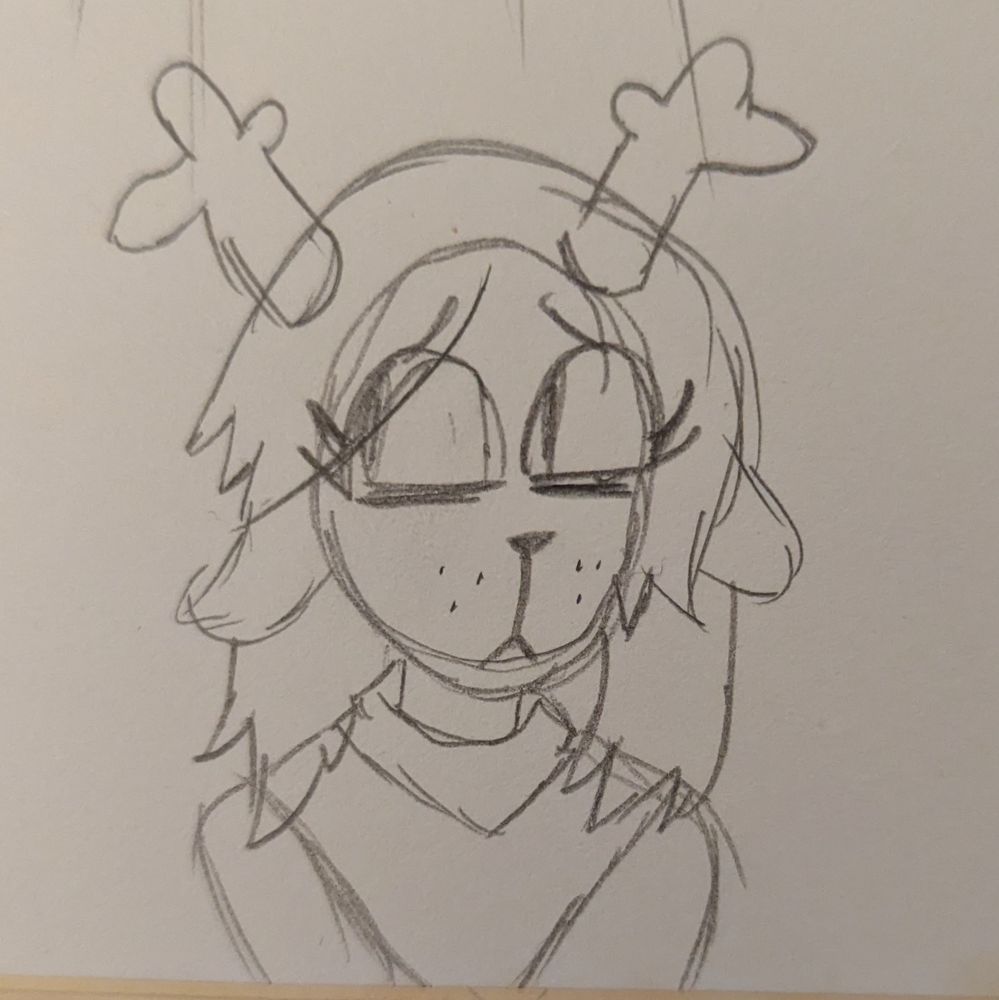 A sketch of Noelle Holiday, looking dejectedly to the left.