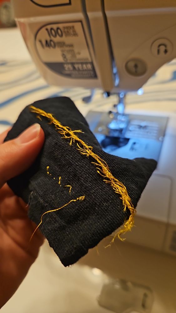 Birdnesting on the back of a test stitch