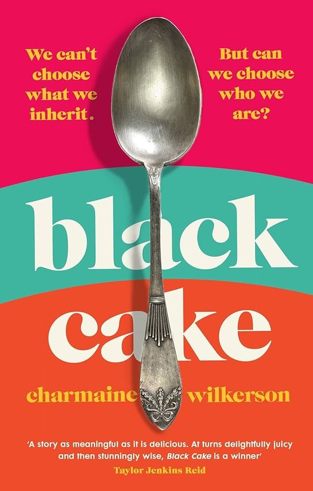 Book cover with a silver spoon and the words "Black cake"