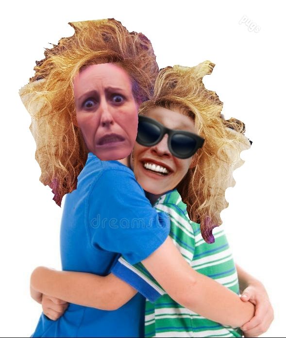 2 friends hugging 
