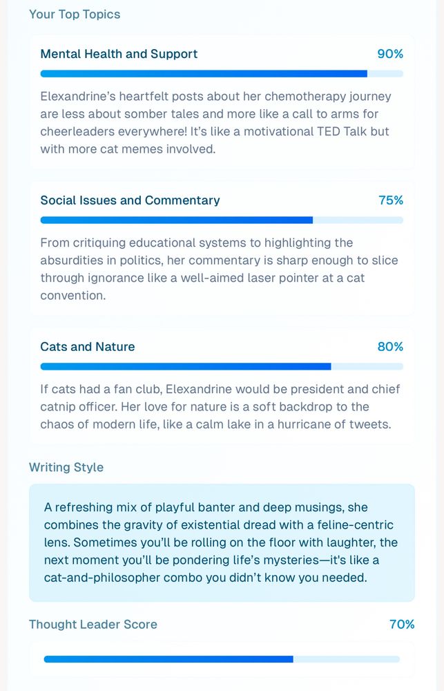 Analyse de mon profil par blueskyroast.com 