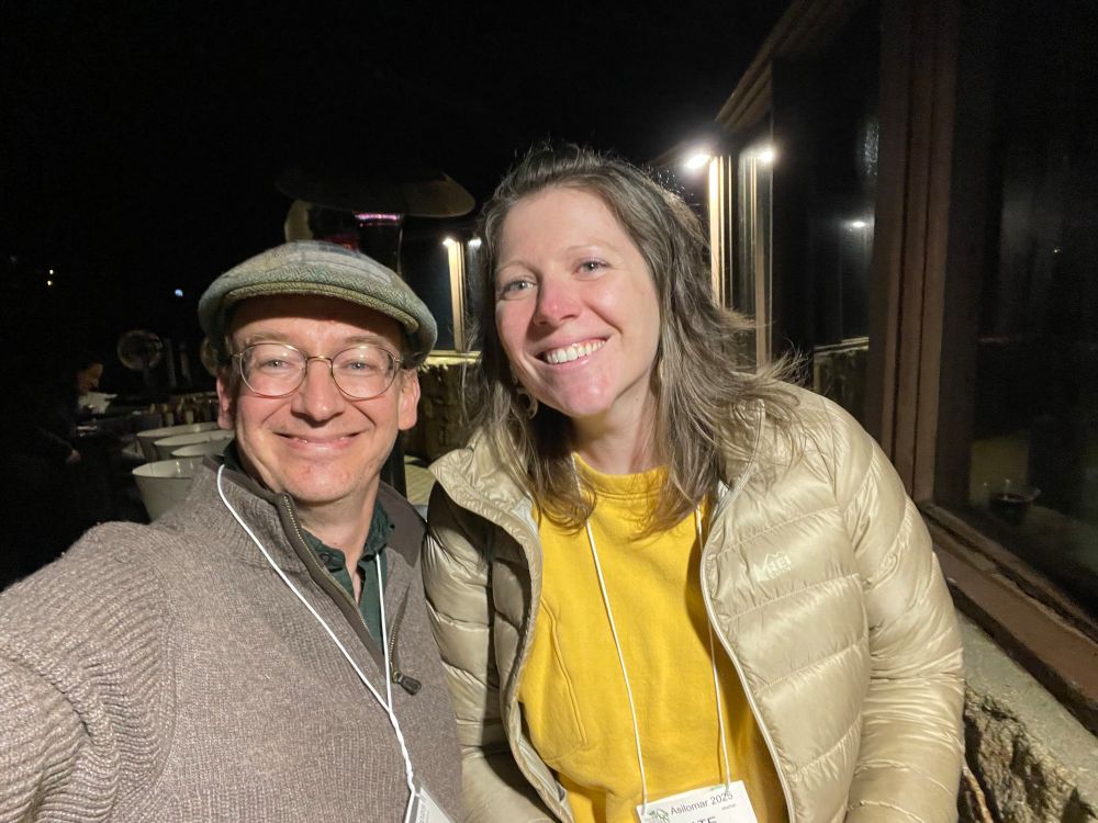 Selfie of Dan and Kate smiling and happy to finally meet in person after jointly surviving that whole spider mess 