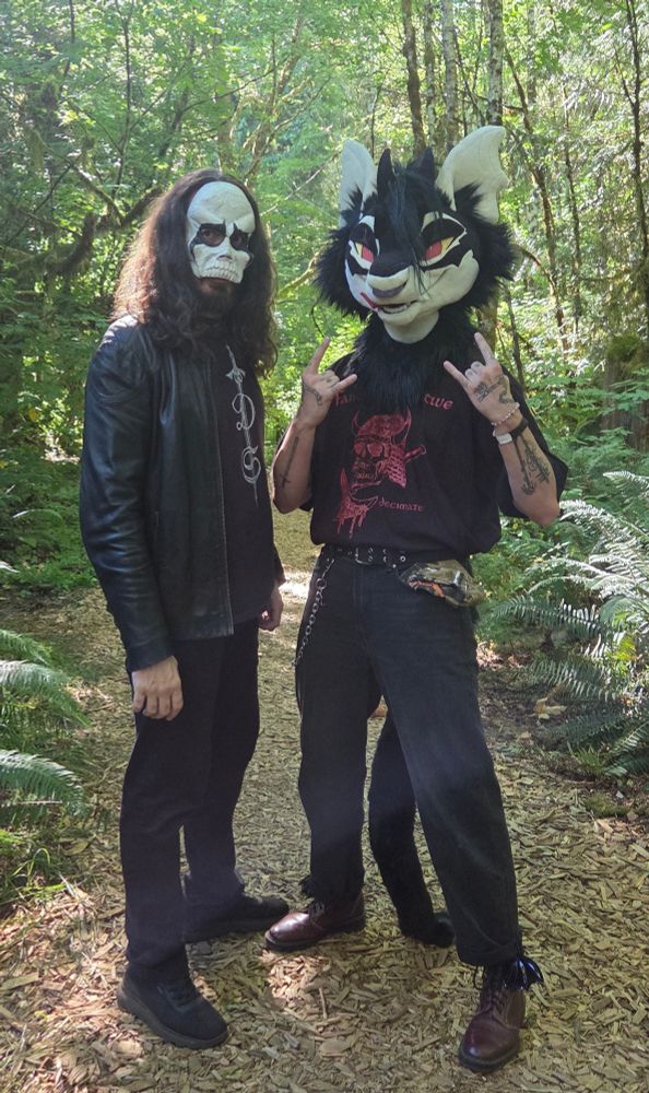 Pelzi poses with influential dungeon synth artist Erang.