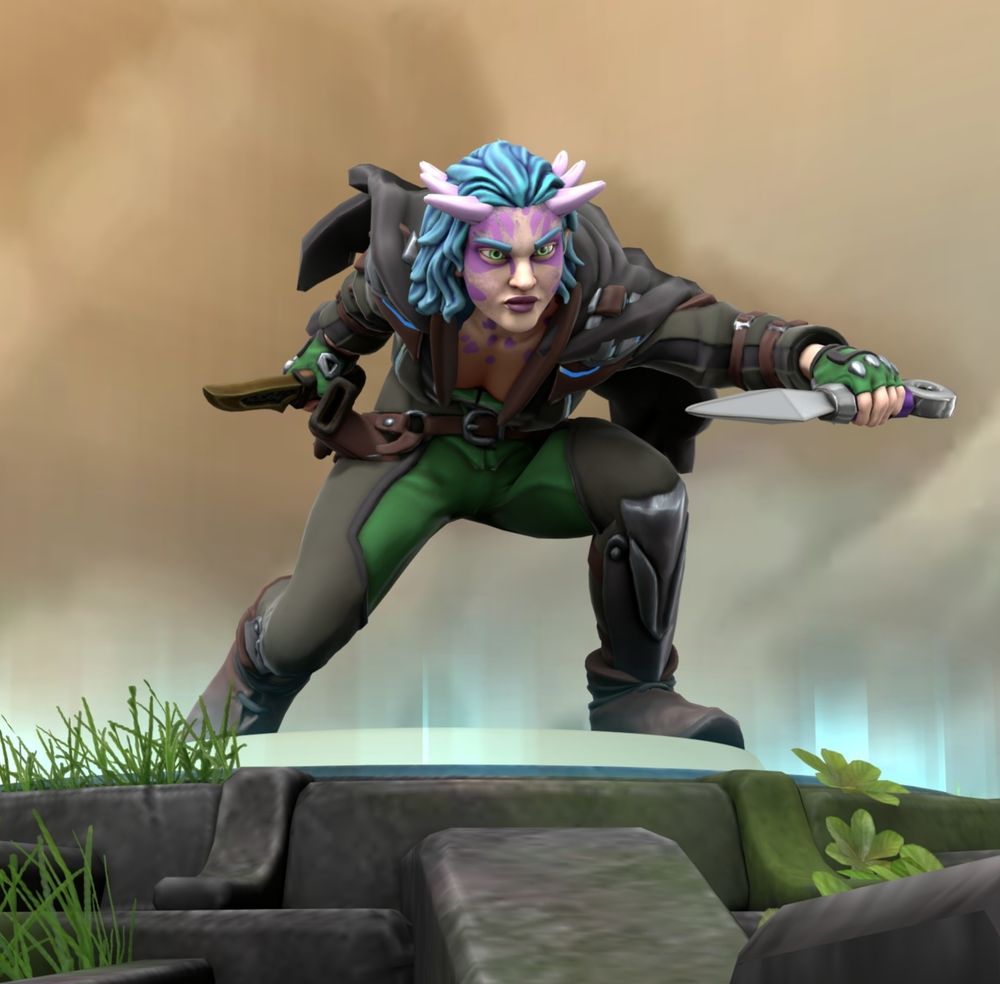 Kandri crouched stealthily with a pair of knives.