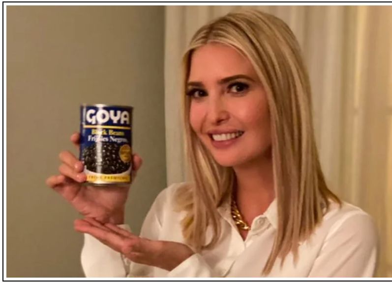 Ivanka Trump, serving as Senior Advisor to the Trump White House in 2020, promoted Goya beans in violation of 5 CFR 2635.702 (Use of public office for private gain). 