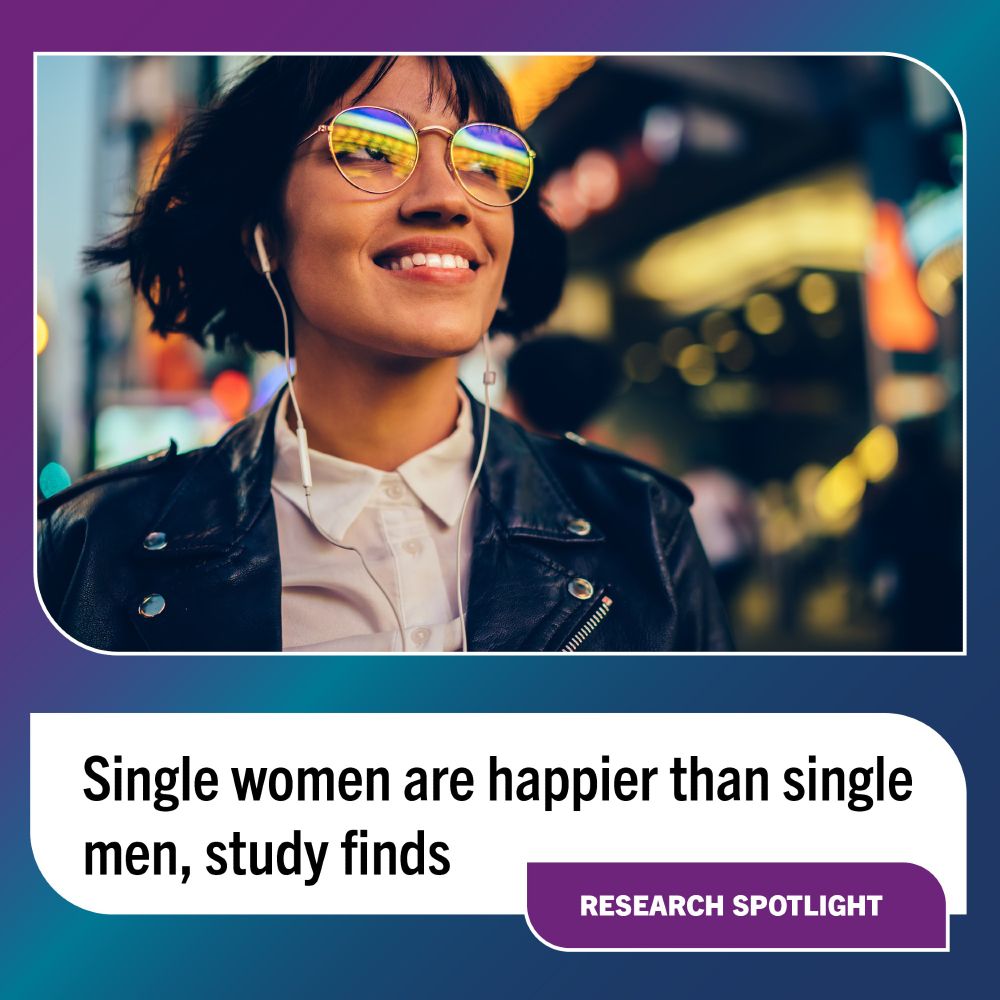 Single women are happier than single men, study finds