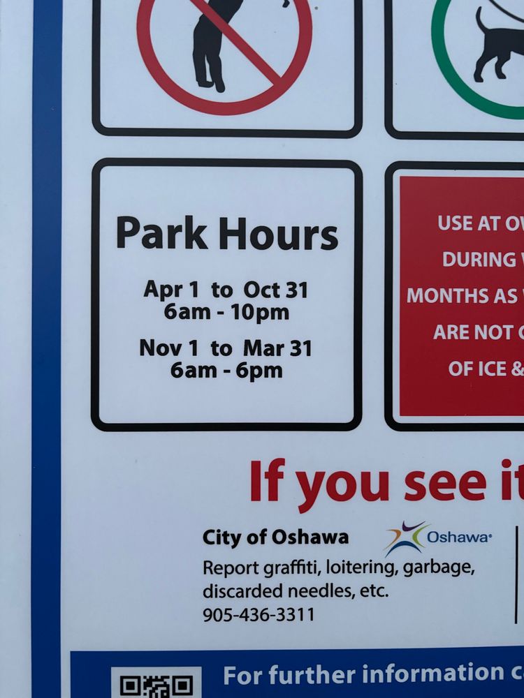 Park Hours: Apr 1 to Oct 31, 6am-10pm; Nov 1 to Mar 31, 6am-6pm.