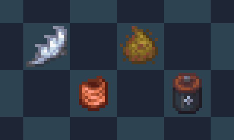 Silver feather, copper wire, dry moss, battery