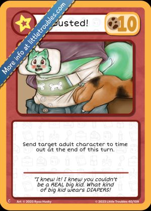 Image of the "Busted!" card from Little Troubles Card Game