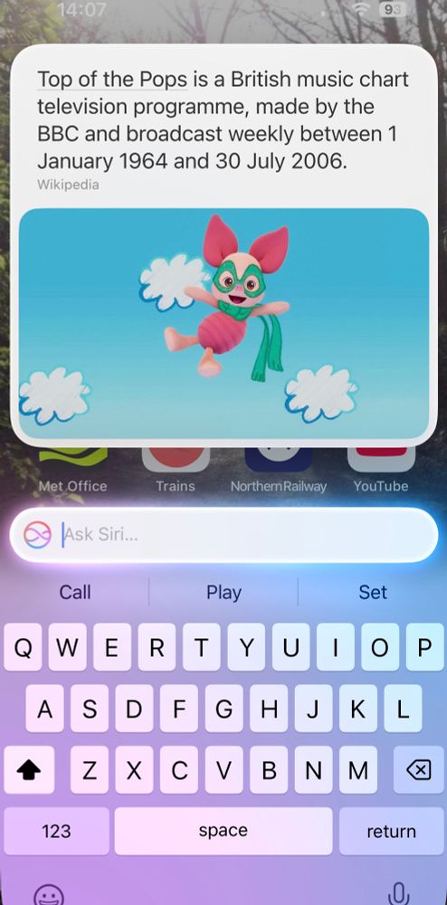 Siri providing an image of Piglet for TOTP