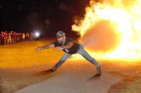 an image of a guy riding a motorcycle with the motorcycle edited out of the image