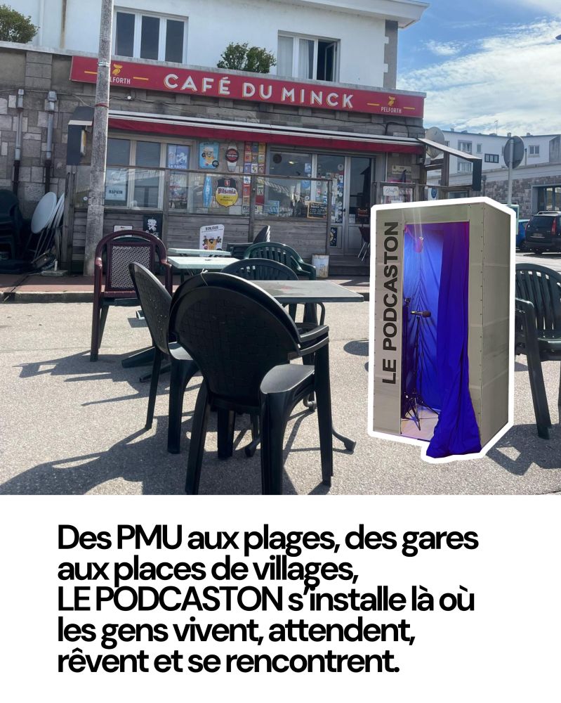Des PMU aux plages, des gares aux places de villages, LE PODCASTON s'installe là où les gens vivent, attendent, rêvent et se rencontrent.