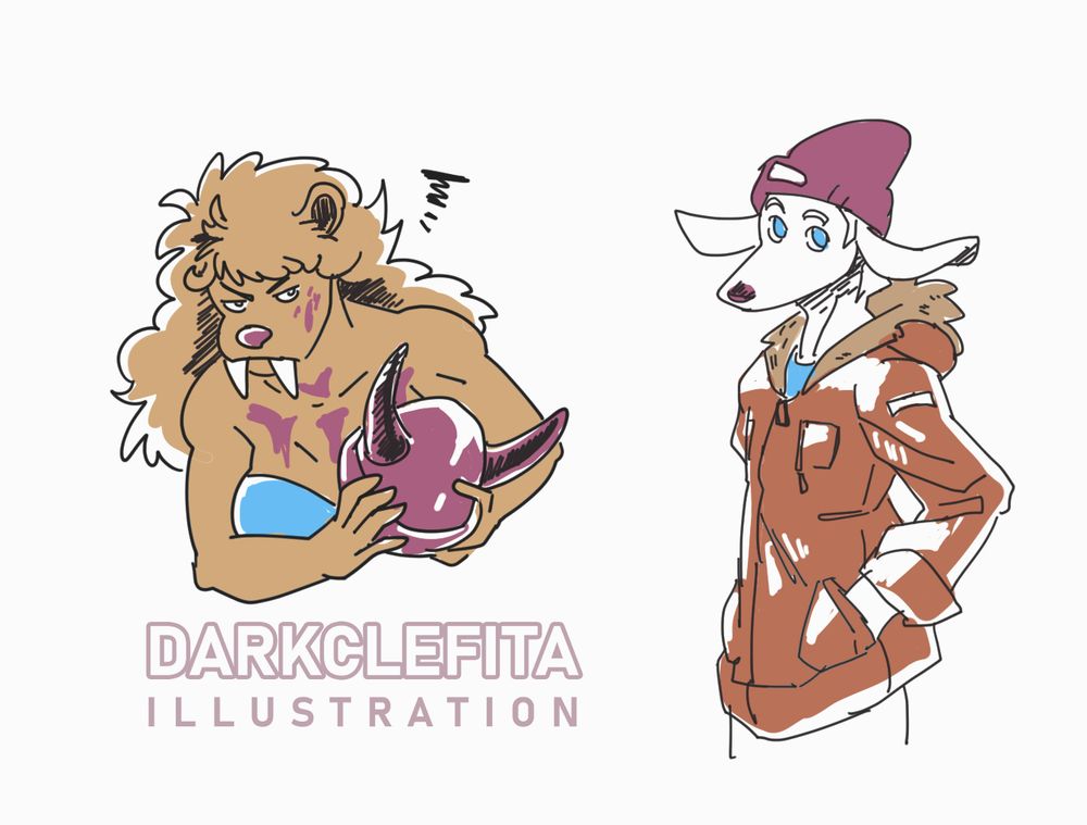 A drawing without background with 2 original characters that I have created.