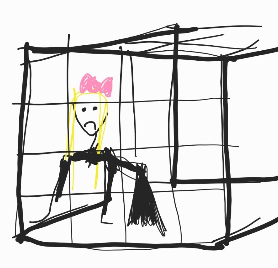 Sauron in a dog crate