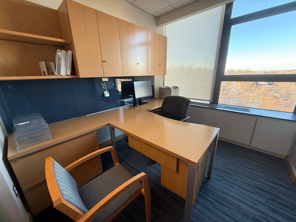 Office desk without any personal items or decor