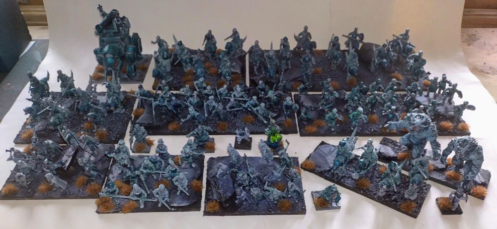 Kings of war halfling army, fully painted with metallic green armour 
