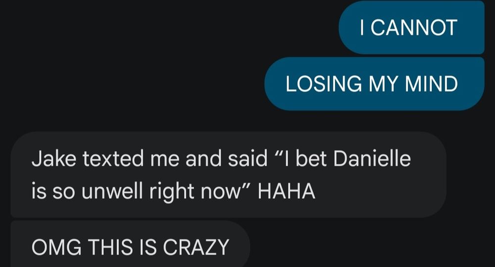 Screenshot of text with me saying 