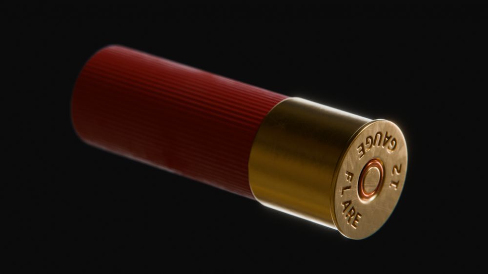 3D rendering of a 12 gauge flaregun shell.