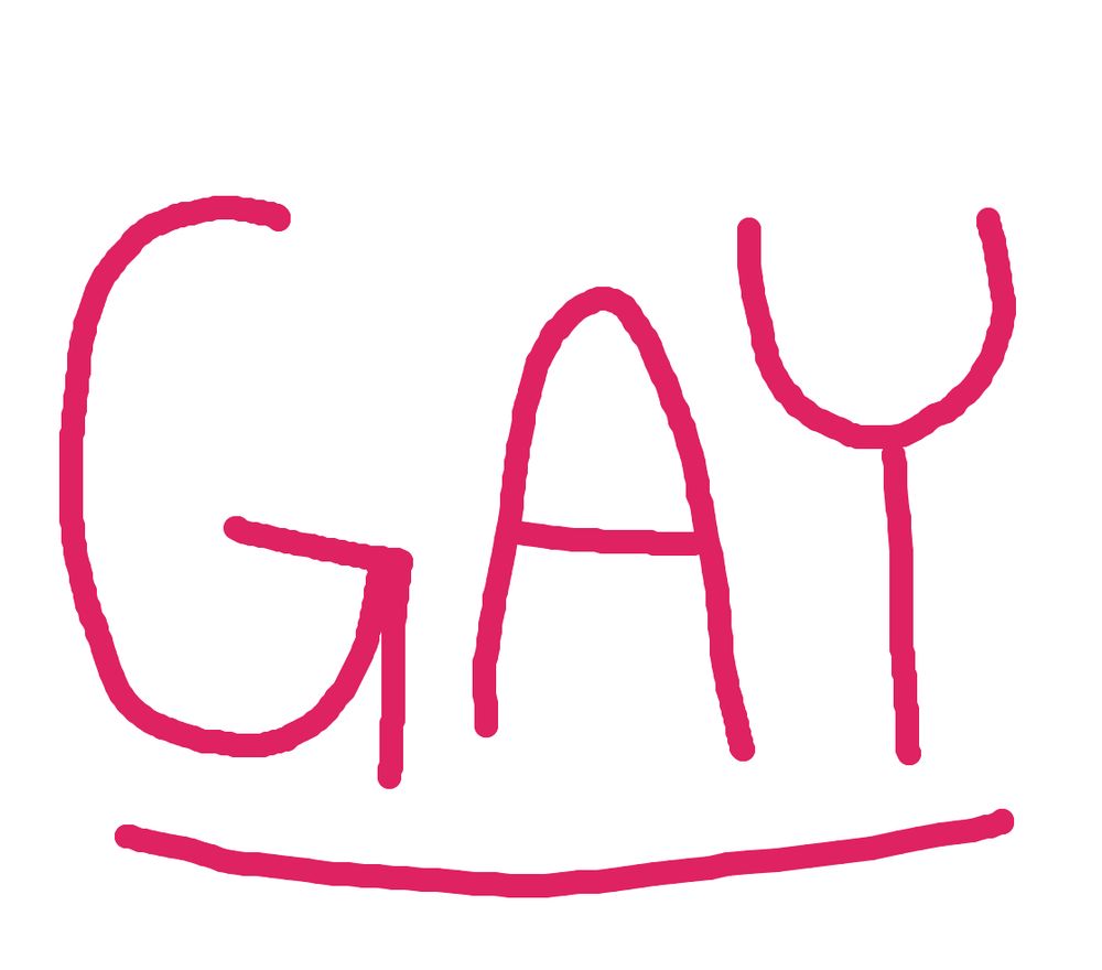 GAY written in pink in all caps 