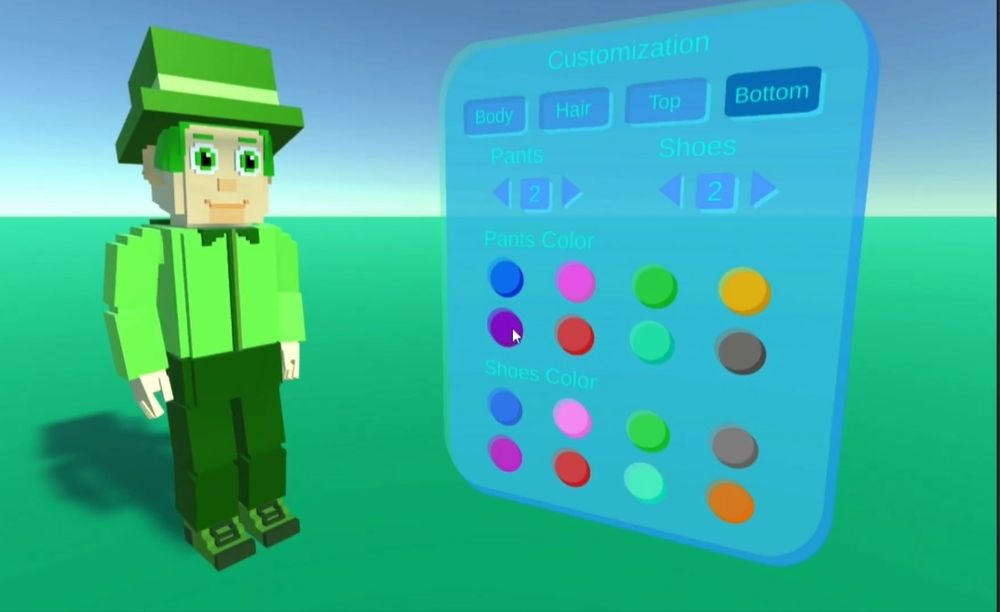 Green leprechaun customization on voxel character