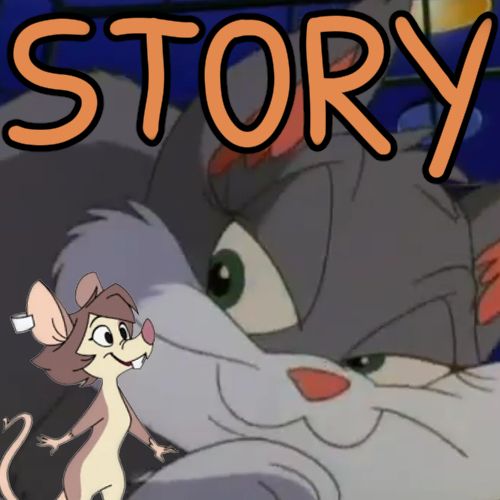 Rita the cat leering at Julia the mouse (both from the Animaniacs cartoon).