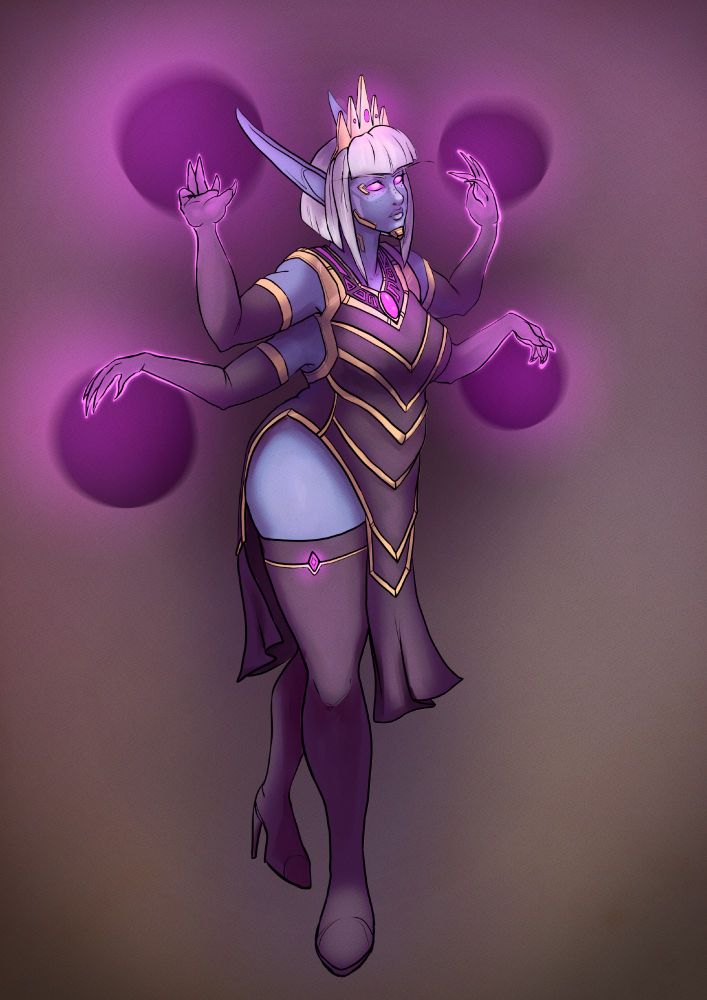 nightborne elf posing with multiple orbs 