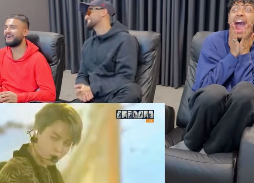 3 of the Ralaz Reacts boys are watching Jimin sing "I'm so fine wherever I go" and losing their minds over it