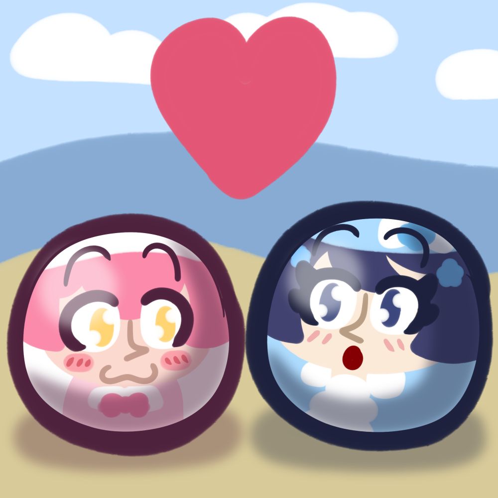 pastille and periwinkle, from nomnomnami's games, turned into gay rubbery balls <3
