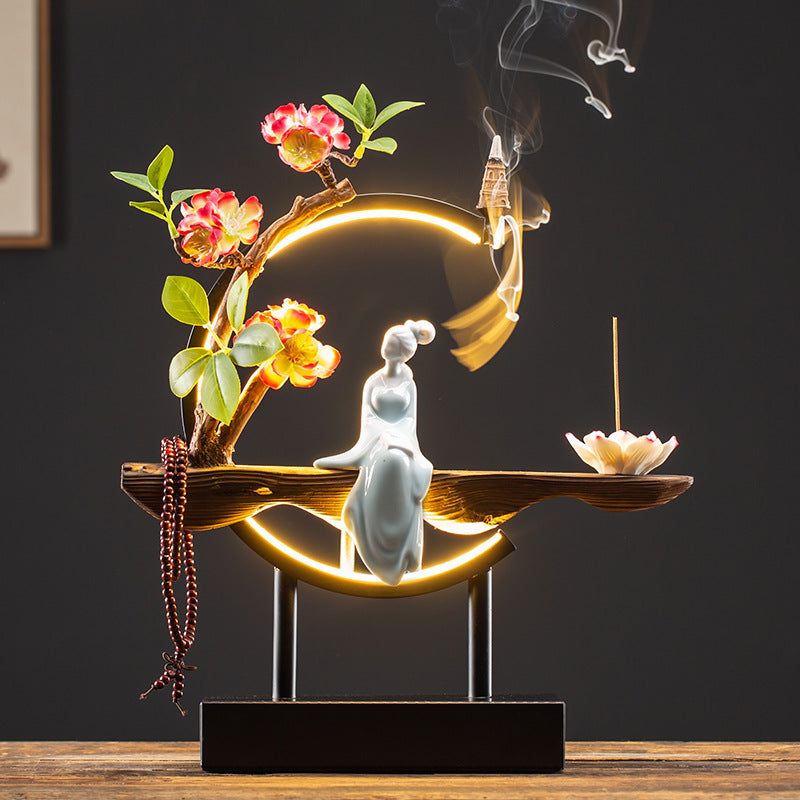 Serene Waterfall Incense Burner Decor