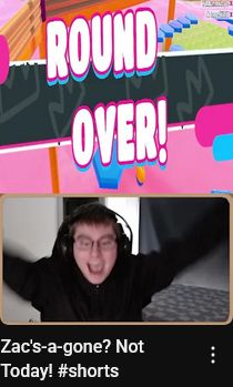 Zac celebrating with his arms raised, with the YouTube Short title: "Zac's-a-gone? Not Today!"