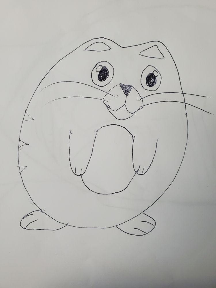 Sketch of a cartoon cat