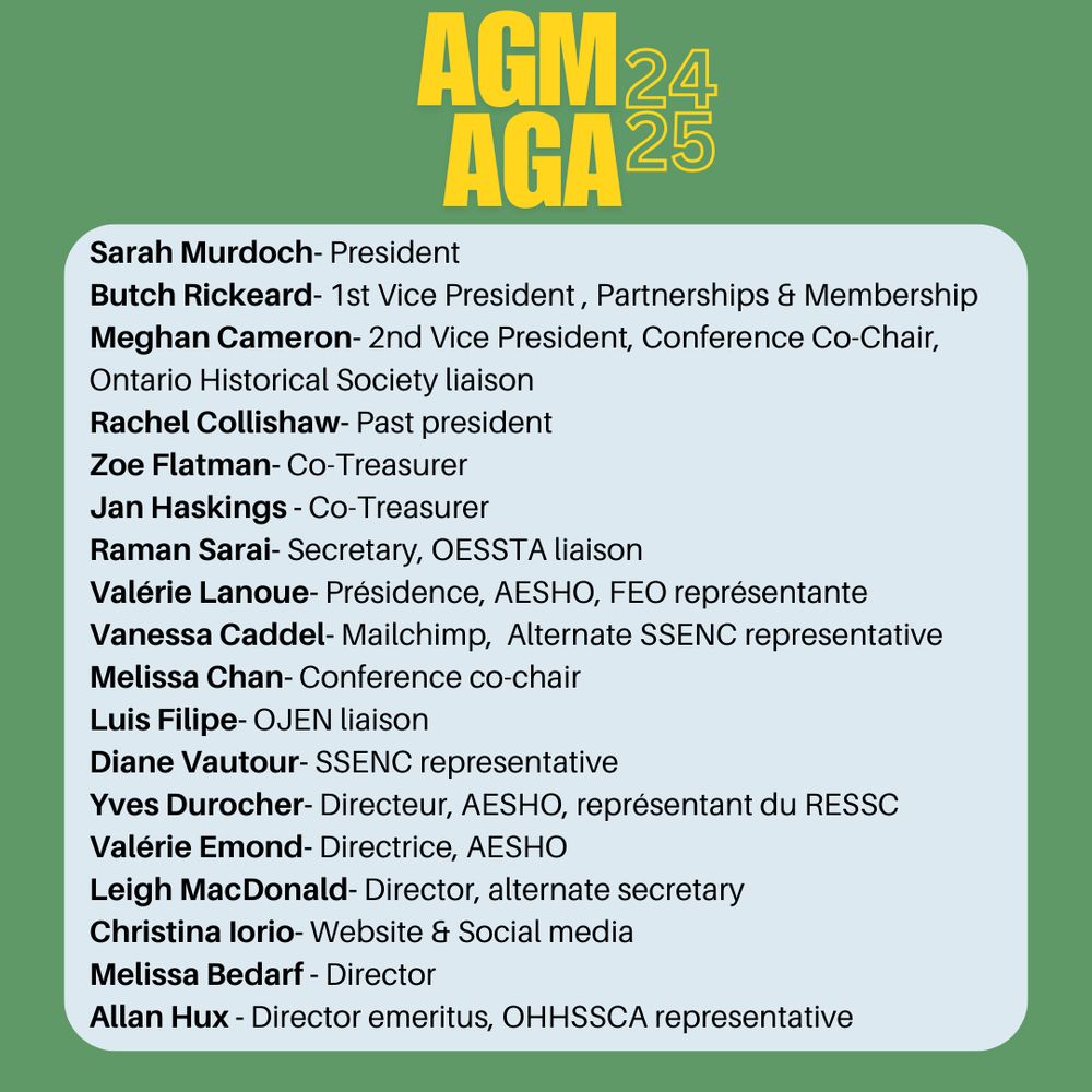 An image that lists the names of the executives for OHASSTA-AESHO. 